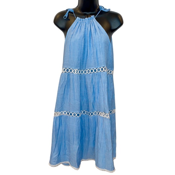 Blue and white halter swing dress - size M - Picture 1 of 4